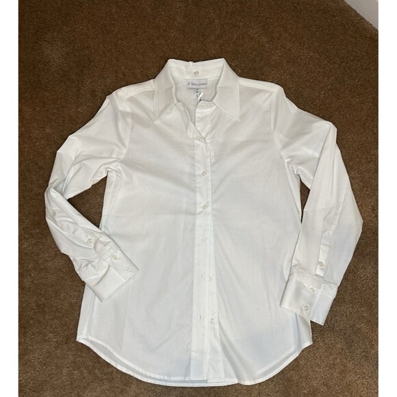 by Stacy London Women's Top Sz XXS Core Poplin Button-Front White A662035 - Picture 5 of 11